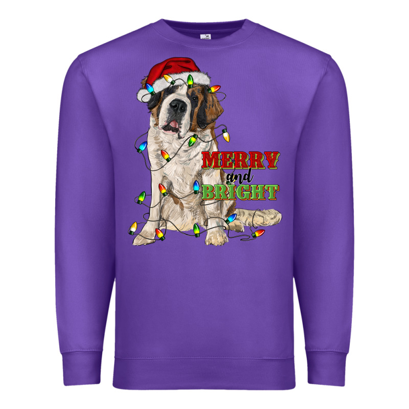 Merry And Bright Saint Bernard Premium Sweatshirt by RanaPortraitStore | Teevron