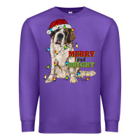 Purple merry and bright saint bernard Premium Sweatshirt - RanaPortraitStore