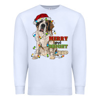 White merry and bright saint bernard Premium Sweatshirt - RanaPortraitStore