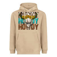 Mushroom howdy howdy howdy western bull skull Heavyweight Hoodie - texasbilliewilder
