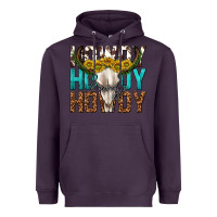 Plum howdy howdy howdy western bull skull Heavyweight Hoodie - texasbilliewilder