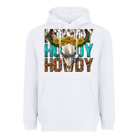 White howdy howdy howdy western bull skull Heavyweight Hoodie - texasbilliewilder