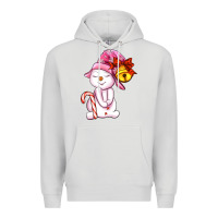 Dove Grey winter pink snowman Premium Hoodie - AdoDesignShop