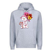 Heather Grey winter pink snowman Premium Hoodie - AdoDesignShop