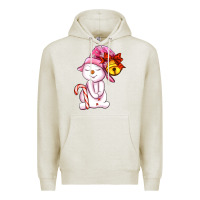 Oatmeal Heather winter pink snowman Premium Hoodie - AdoDesignShop