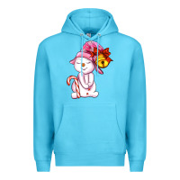 Ocean Blue winter pink snowman Premium Hoodie - AdoDesignShop