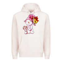 Pale Pink winter pink snowman Premium Hoodie - AdoDesignShop