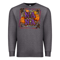 Charcoal Heather basketball nana with leopard Premium Sweatshirt - Zillion Design Studio