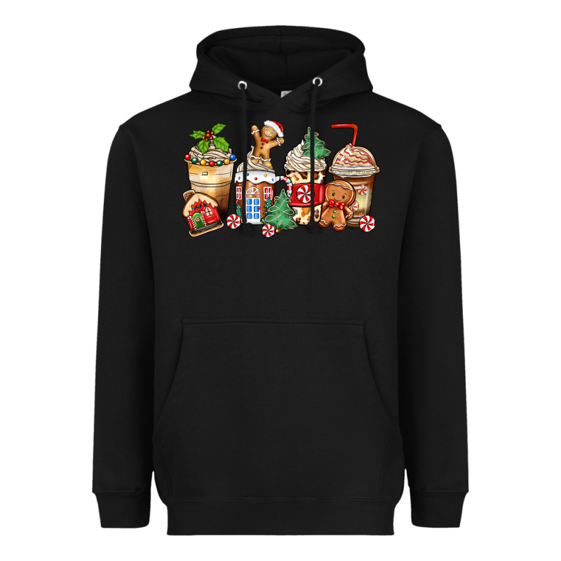 Christmas Gingerbread Coffee Cups Heavyweight Hoodie by Zillion Design Studio | Teevron