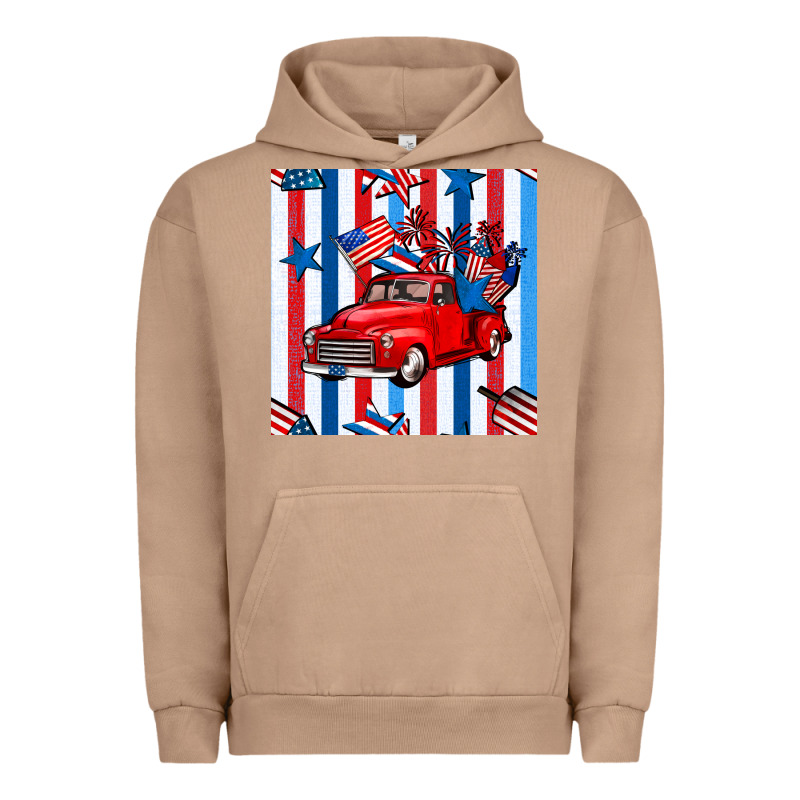 4th Of July Seamless Pattern Truck Urban Hoodie by BundleAndBundleShop | Teevron