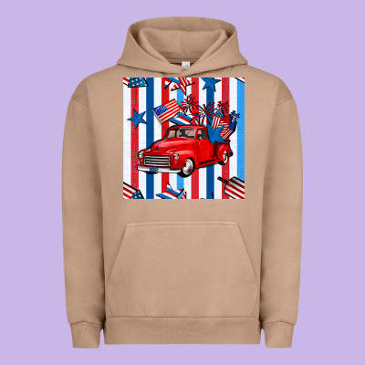 4th Of July Seamless Pattern Truck Urban Hoodie Designed By Bundleandbundleshop
