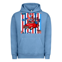 Pigment Pebble Blue 4th of july seamless pattern truck Urban Hoodie - BundleAndBundleShop