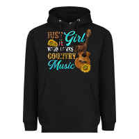 Black just a girl who loves country music Heavyweight Hoodie - texasbilliewilder