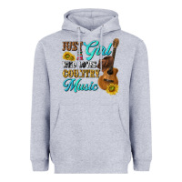 Heather Grey just a girl who loves country music Heavyweight Hoodie - texasbilliewilder