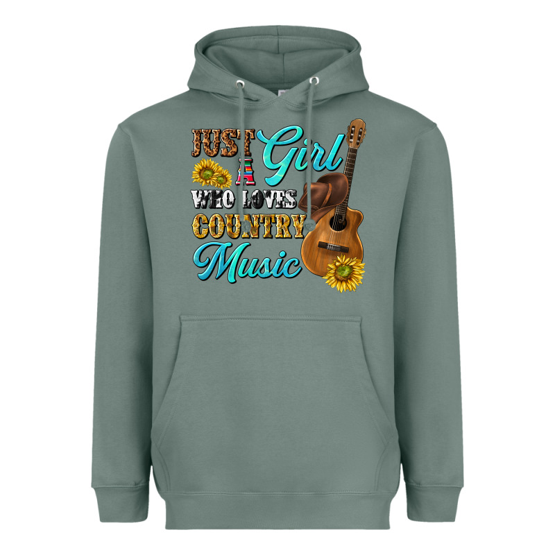 Just A Girl Who Loves Country Music Heavyweight Hoodie by texasbilliewilder | Teevron
