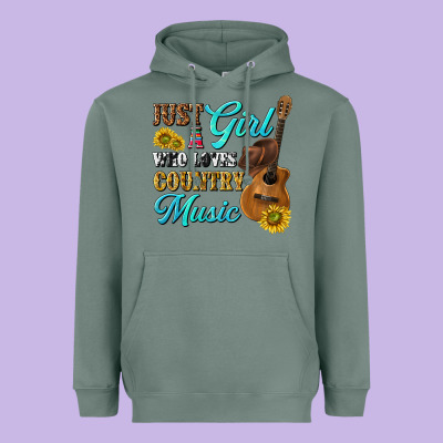 Just A Girl Who Loves Country Music Heavyweight Hoodie Designed By Texasbilliewilder