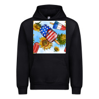 Black 4th of july sunflowers ice cream seamless pattern Urban Hoodie - BundleAndBundleShop