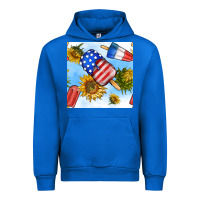 Cobalt 4th of july sunflowers ice cream seamless pattern Urban Hoodie - BundleAndBundleShop