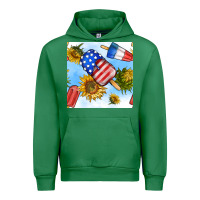Emerald 4th of july sunflowers ice cream seamless pattern Urban Hoodie - BundleAndBundleShop