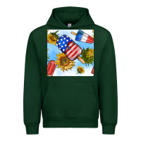 Forest Green 4th of july sunflowers ice cream seamless pattern Urban Hoodie - BundleAndBundleShop