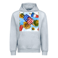 Heather Grey 4th of july sunflowers ice cream seamless pattern Urban Hoodie - BundleAndBundleShop