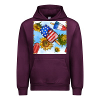 Mauve Wine 4th of july sunflowers ice cream seamless pattern Urban Hoodie - BundleAndBundleShop