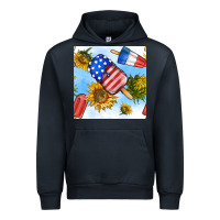 Navy 4th of july sunflowers ice cream seamless pattern Urban Hoodie - BundleAndBundleShop