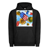 Pigment Black 4th of july sunflowers ice cream seamless pattern Urban Hoodie - BundleAndBundleShop