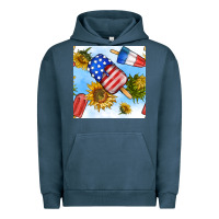 Pigment Midnight Navy 4th of july sunflowers ice cream seamless pattern Urban Hoodie - BundleAndBundleShop