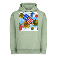 Pigment Oil Green 4th of july sunflowers ice cream seamless pattern Urban Hoodie - BundleAndBundleShop