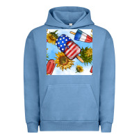 Pigment Pebble Blue 4th of july sunflowers ice cream seamless pattern Urban Hoodie - BundleAndBundleShop