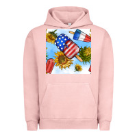 Pigment Salmon 4th of july sunflowers ice cream seamless pattern Urban Hoodie - BundleAndBundleShop