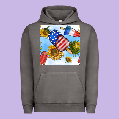 4th Of July Sunflowers Ice Cream Seamless Pattern Urban Hoodie Designed By Bundleandbundleshop