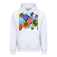 White 4th of july sunflowers ice cream seamless pattern Urban Hoodie - BundleAndBundleShop