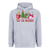Heather Grey 'tis the season pink christmas Heavyweight Hoodie - Zillion Design Studio