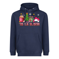 Navy 'tis the season pink christmas Heavyweight Hoodie - Zillion Design Studio