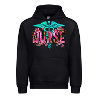 Black floral nurse Urban Hoodie - AdoDesignShop