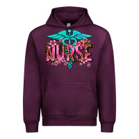 Mauve Wine floral nurse Urban Hoodie - AdoDesignShop