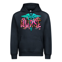 Navy floral nurse Urban Hoodie - AdoDesignShop