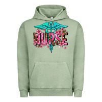 Pigment Oil Green floral nurse Urban Hoodie - AdoDesignShop