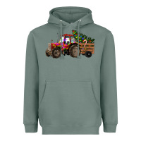 Sage Christmas Farm Tractor Heavyweight Hoodie - RanaPortraitStore