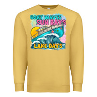 Antique Gold boat waves sun rays lake days Premium Sweatshirt - texasbilliewilder