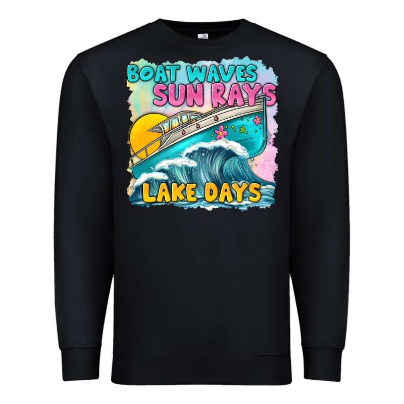 Boat Waves Sun Rays Lake Days Premium Sweatshirt by texasbilliewilder | Teevron