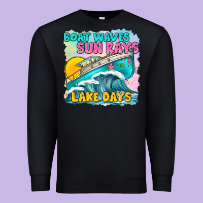 Boat Waves Sun Rays Lake Days Premium Sweatshirt Designed By Texasbilliewilder