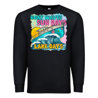 Black boat waves sun rays lake days Premium Sweatshirt - texasbilliewilder
