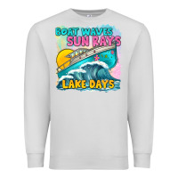 Dove Grey boat waves sun rays lake days Premium Sweatshirt - texasbilliewilder