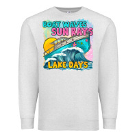 Oatmeal Heather boat waves sun rays lake days Premium Sweatshirt - texasbilliewilder