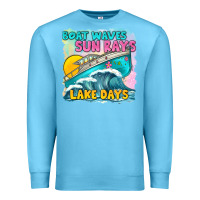 Ocean Blue boat waves sun rays lake days Premium Sweatshirt - texasbilliewilder