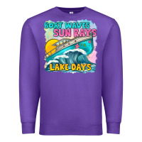 Purple boat waves sun rays lake days Premium Sweatshirt - texasbilliewilder