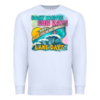 White boat waves sun rays lake days Premium Sweatshirt - texasbilliewilder